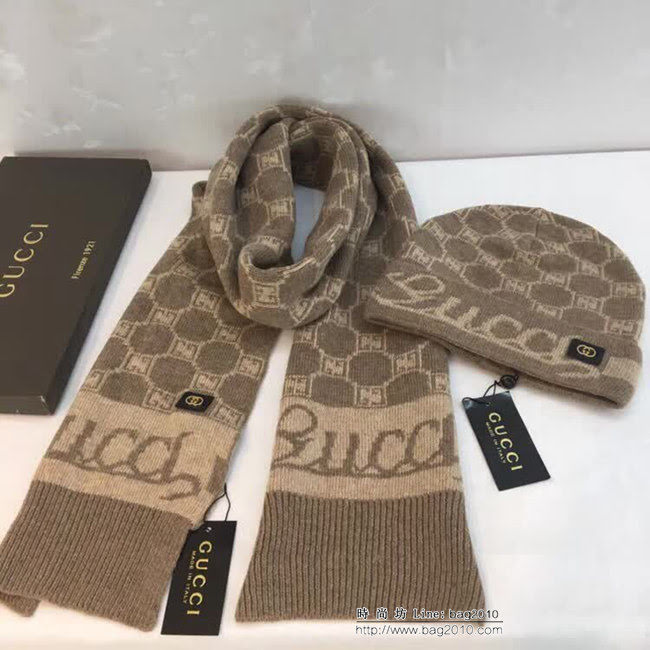 GUCCI古馳 新款 原單羊毛帽子圍巾套裝 圍巾可雙面穿戴 LLWJ7909